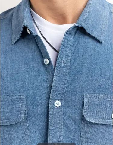 Medium Blue Yarn Dyed Casual Shirt 